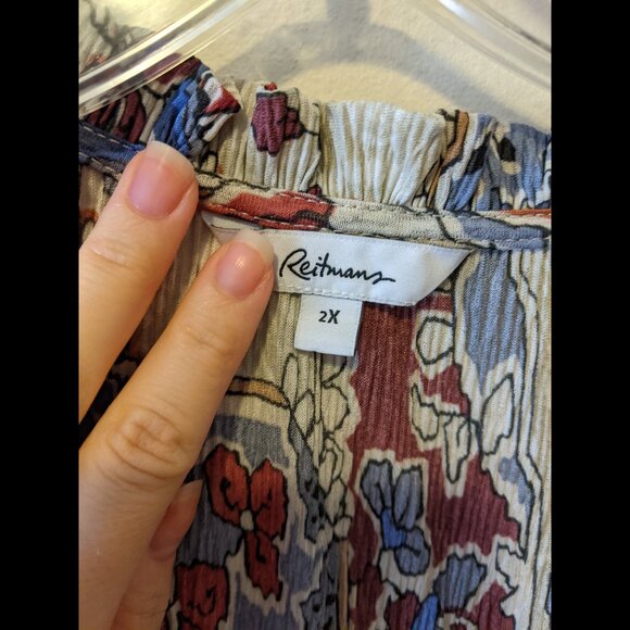 Reitmans Womens Boho Textured Paisley Blouse Western Long Sleeve Office XXL - Picture 8 of 9